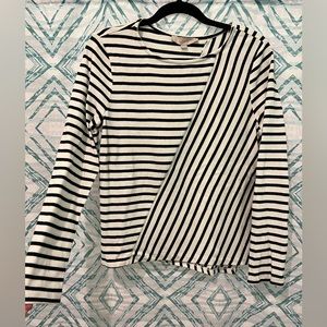 Loft black & White Stripped Shirt size medium